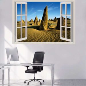 Fereastră cu efect 3D "Peisaj pietre în deșert"