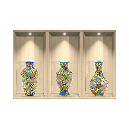 Sticker decorativ Vaze chinezești iluzie 3D 1