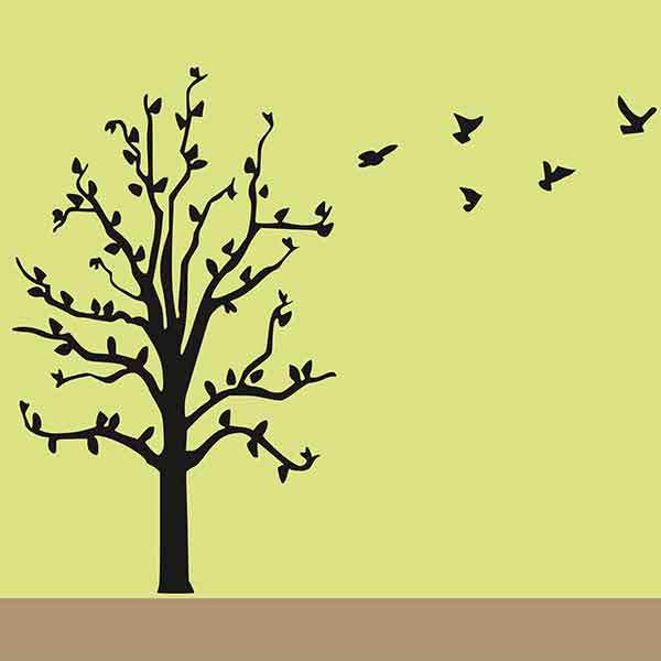 Copac cu crengi și păsărele