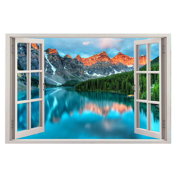 Sticker fereastra 3D Peisaj lac munte