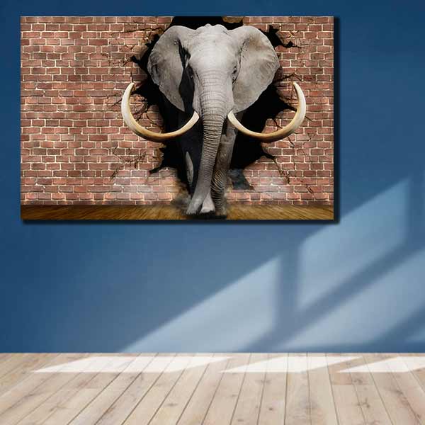 Elefant Broken Wall - tablou canvas perete