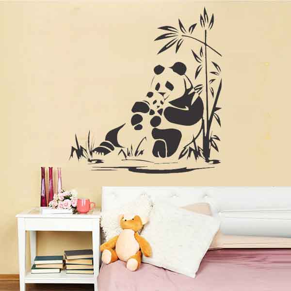 Sticker decorativ Panda Mama și Copil