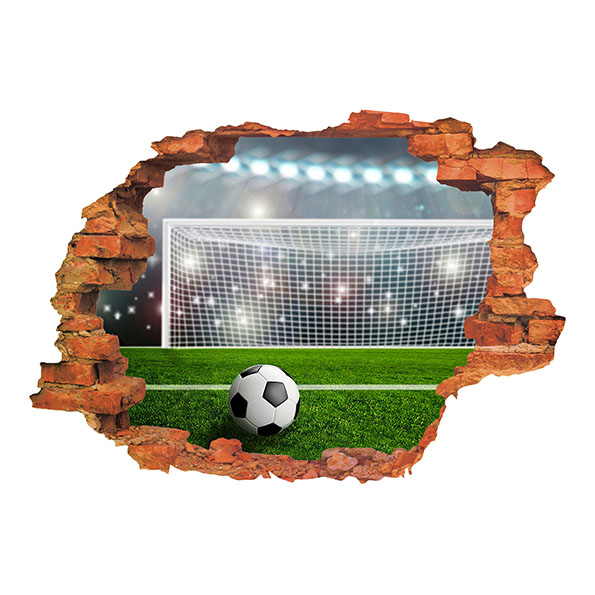 Sticker 3D gaura perete minge fotbal