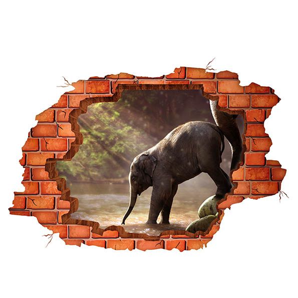 Autocolant 3D gaura perete elefant