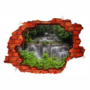 Sticker 3D gaura perete cascada tropicala